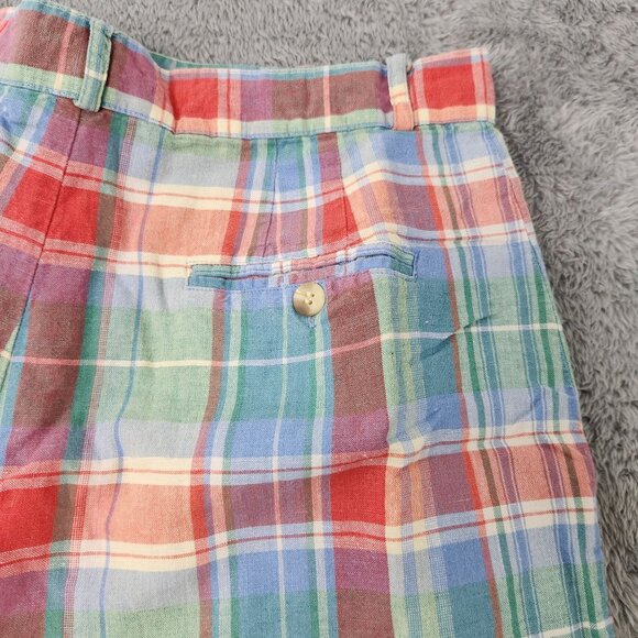 Talbots Shorts Womens Size 14 Multicolor Linen-Cotton Blend Plaid Lightweight - Picture 10 of 16